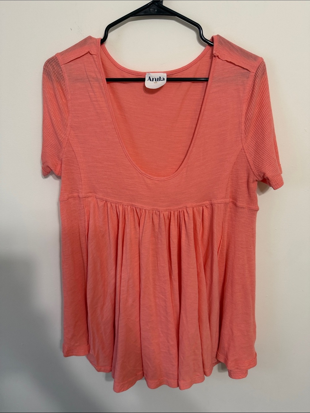 ARULA Coral Scoop-Neck Babydoll Tunic